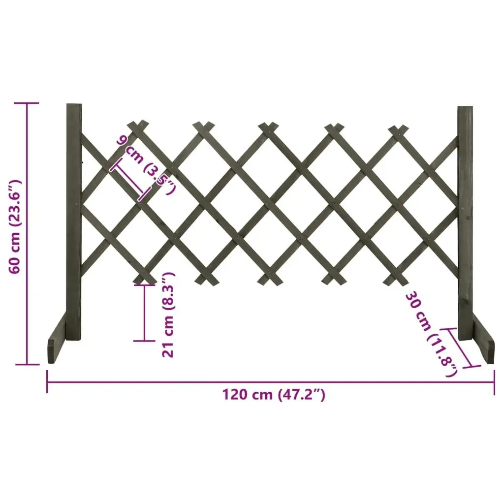 Garden Trellis Fence Grey 120x60 cm Solid Firwood 314823