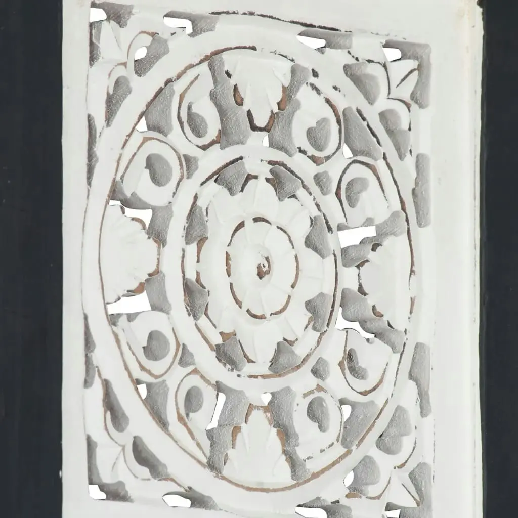 Hand-Carved Wall Panel MDF 40x40x1.5 cm Black and White 321656