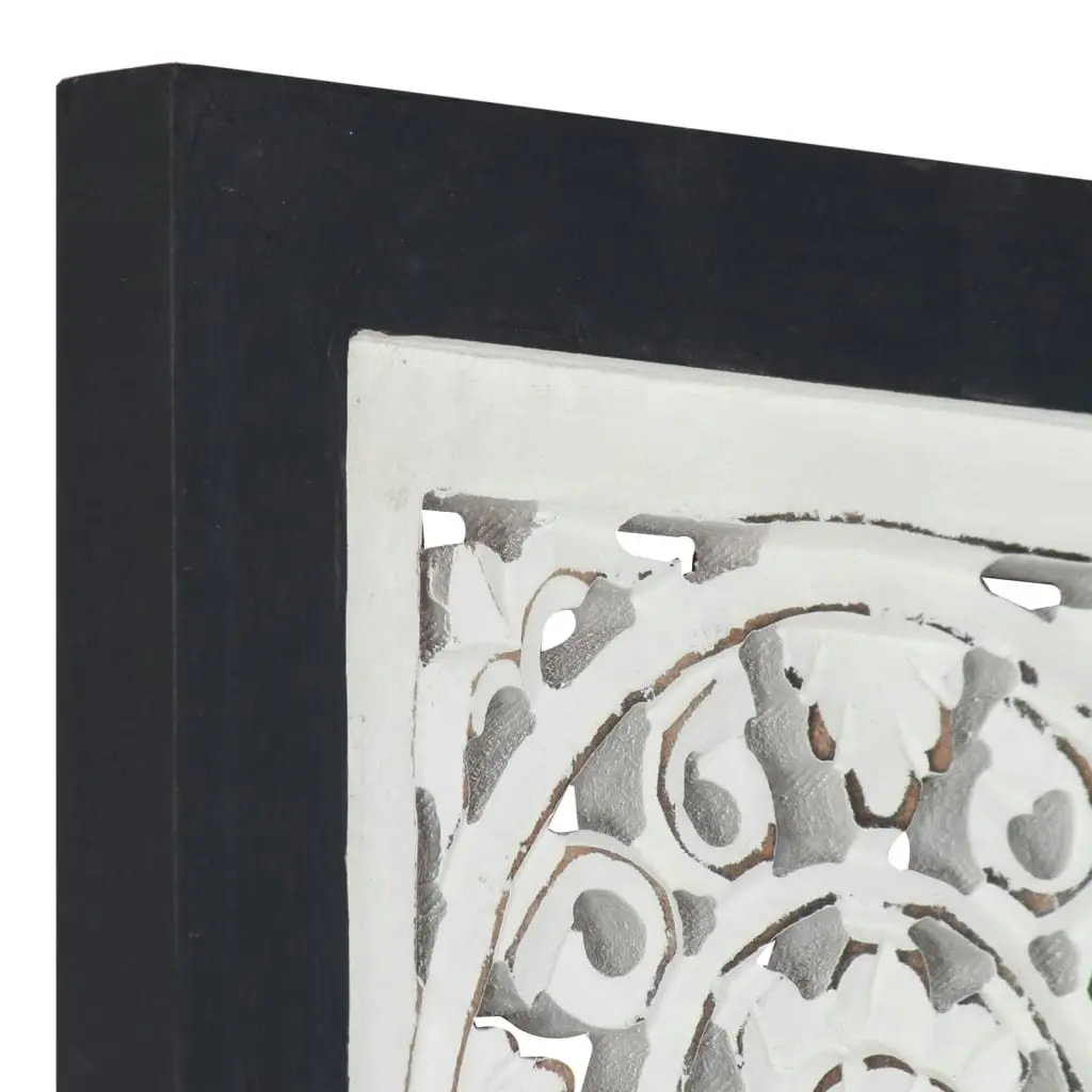 Hand-Carved Wall Panel MDF 40x40x1.5 cm Black and White 321656