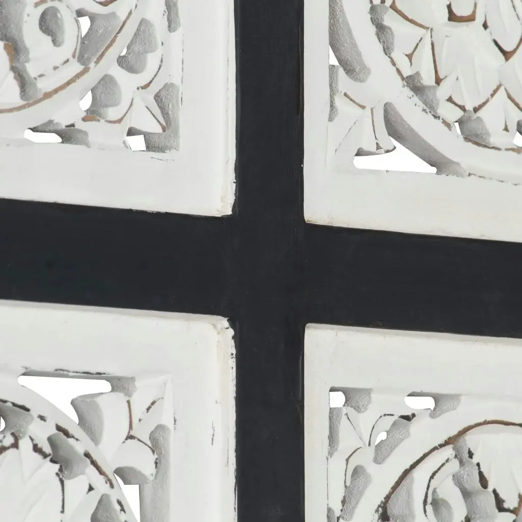 Hand-Carved Wall Panel MDF 40x40x1.5 cm Black and White 321656