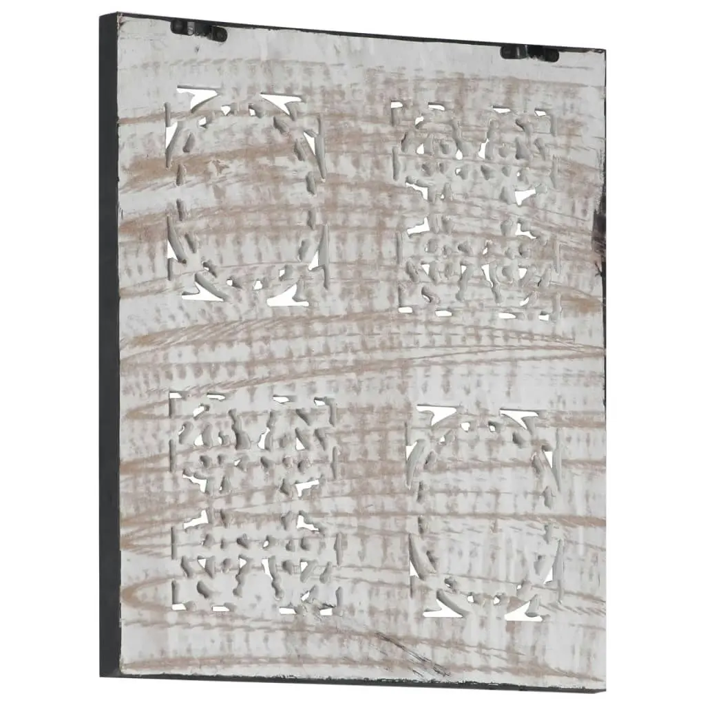 Hand-Carved Wall Panel MDF 40x40x1.5 cm Black and White 321656