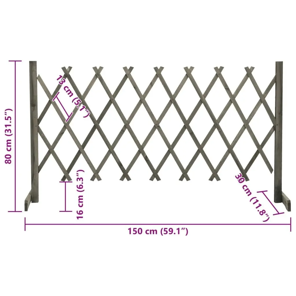 Garden Trellis Fence Grey 150x80 cm Solid Firwood 314827