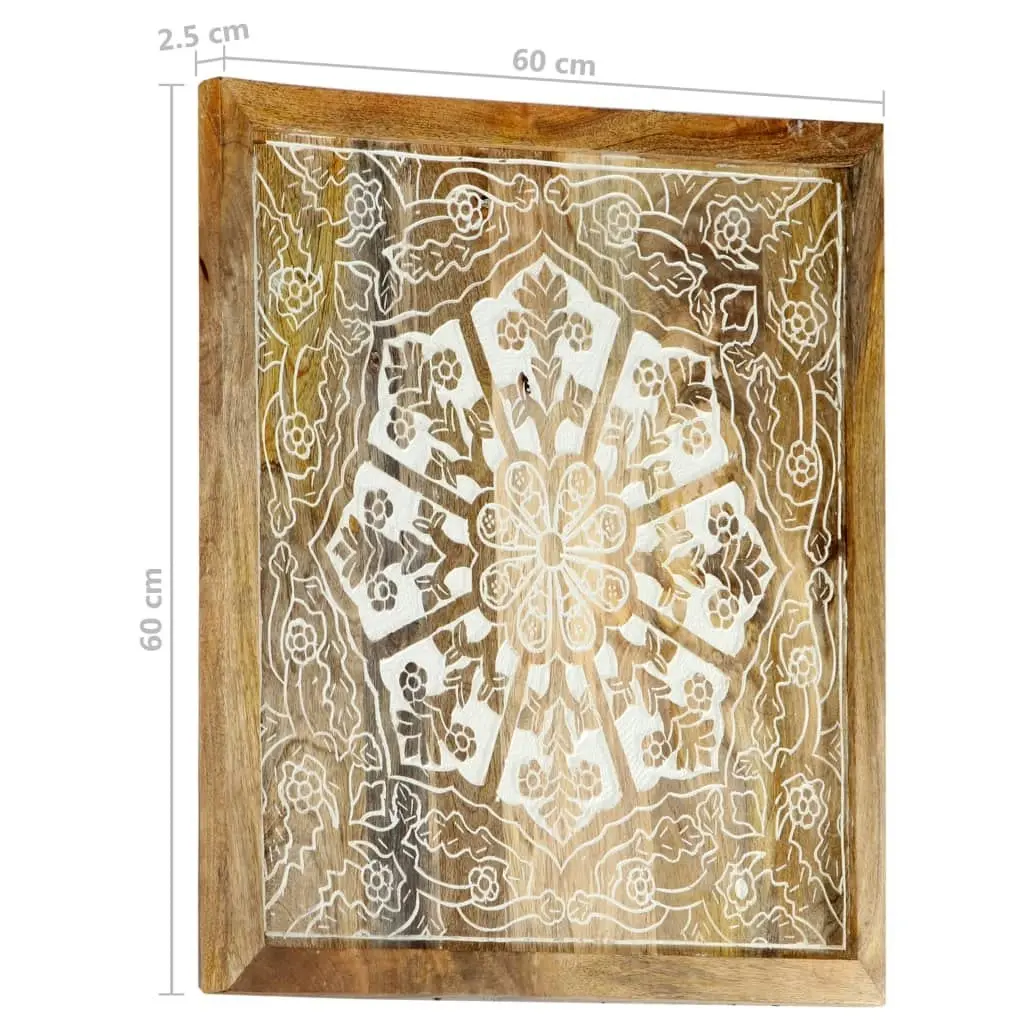 Hand-Carved Wall Panels 2 pcs Solid Mango Wood 60x60x2.5 cm 321652