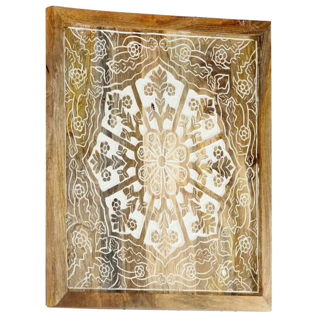 Hand-Carved Wall Panels 2 pcs Solid Mango Wood 60x60x2.5 cm 321652