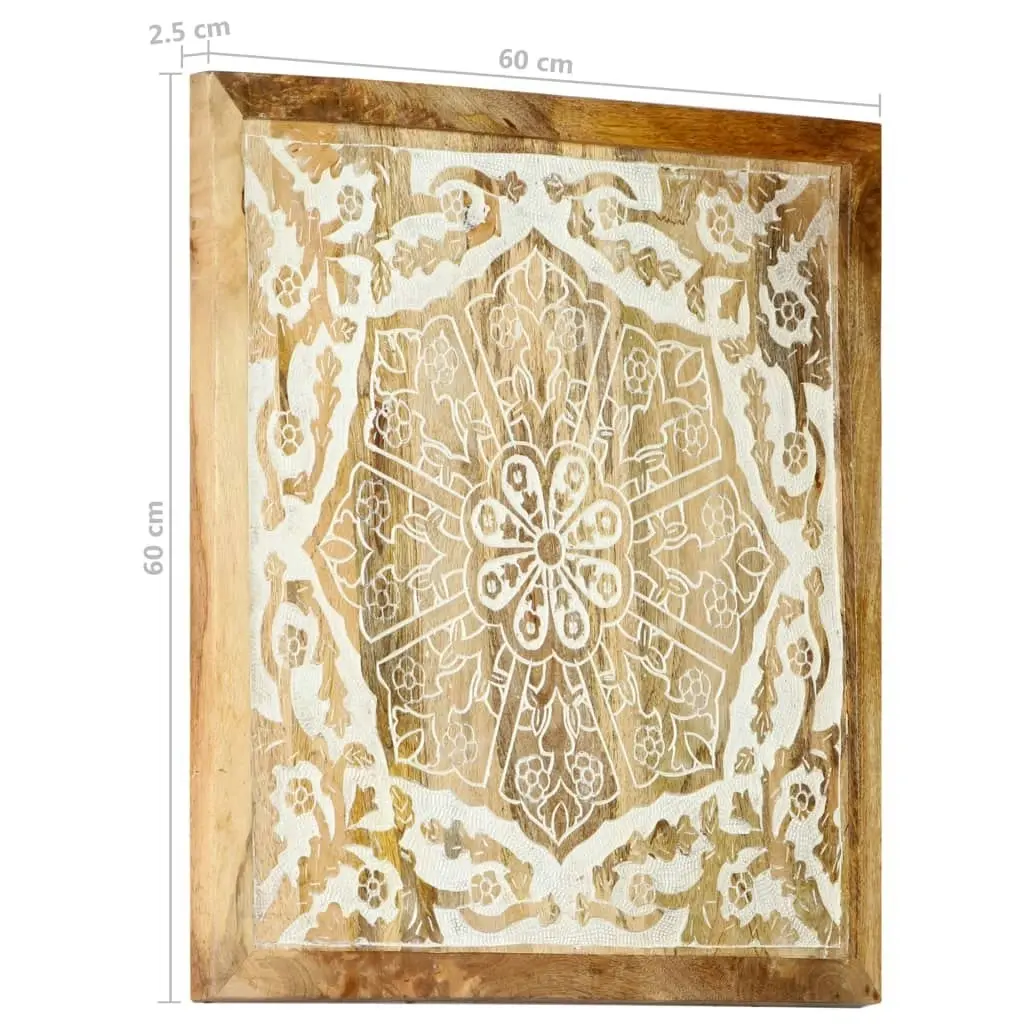 Hand-Carved Wall Panels 2 pcs Solid Mango Wood 60x60x2.5 cm 321652