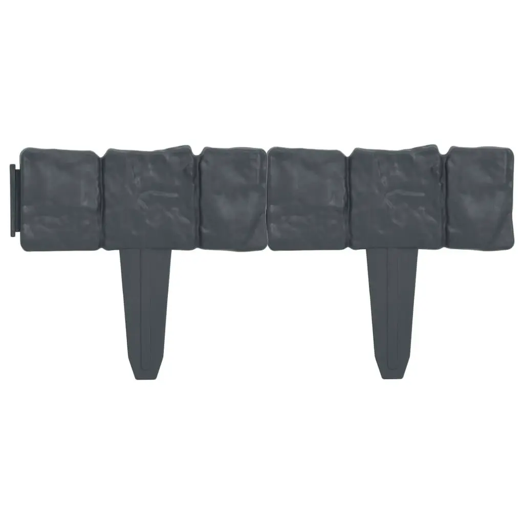 Lawn Fence Stone Look 41 pcs Plastic 10 m 314684