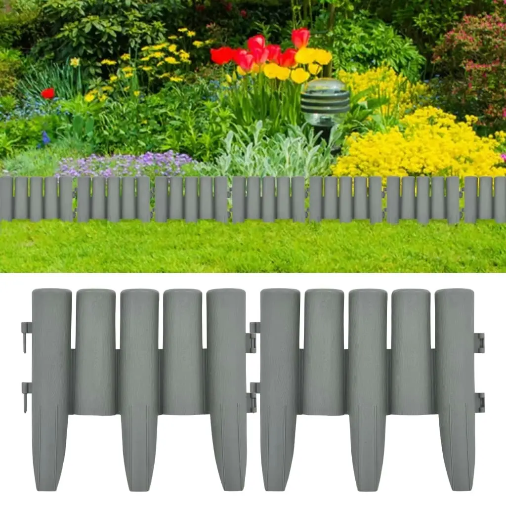 Lawn Edgings 36 pcs Grey 10 m PP 48621