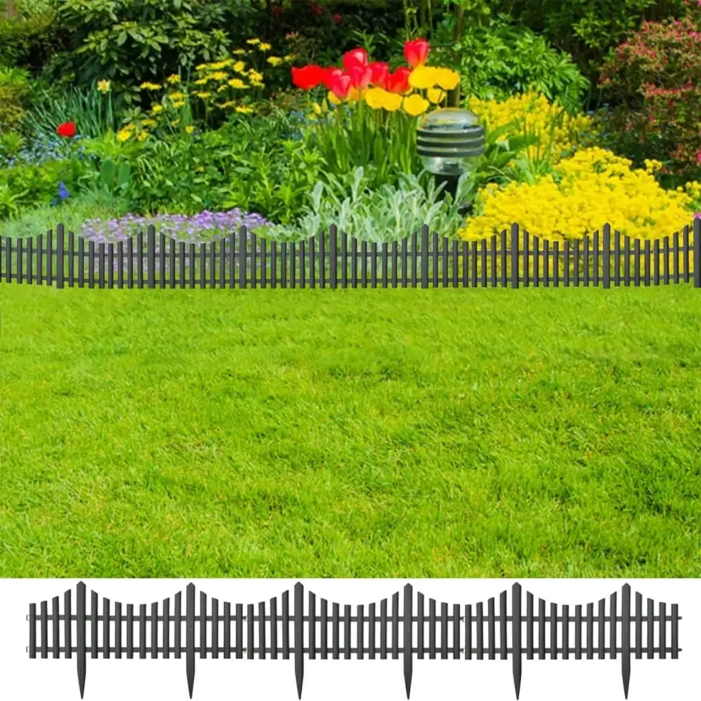 Lawn Edgings 17 pcs Anthracite 10 m PP 314682