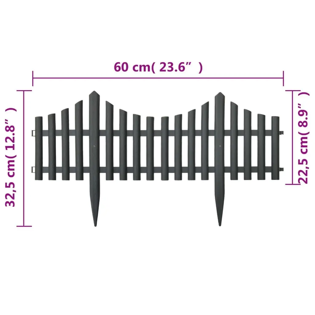 Lawn Edgings 17 pcs Anthracite 1000 cm Polypropylene 318282