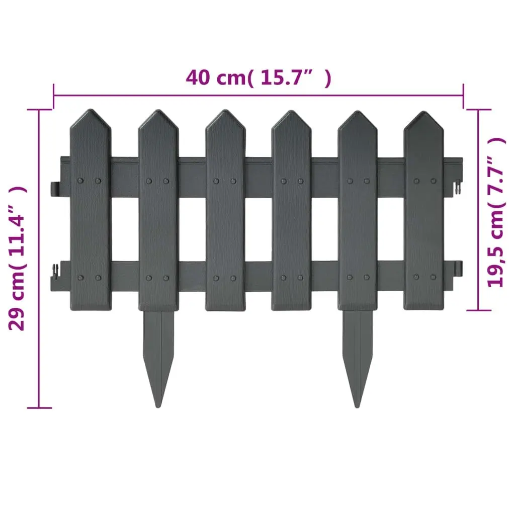 Lawn Edgings 25 pcs Anthracite 10 m Polypropylene 318287