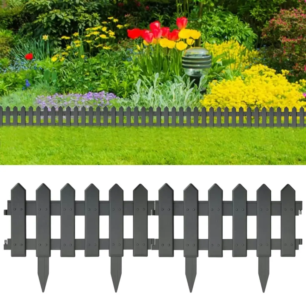 Lawn Edgings 25 pcs Anthracite 10 m Polypropylene 318287