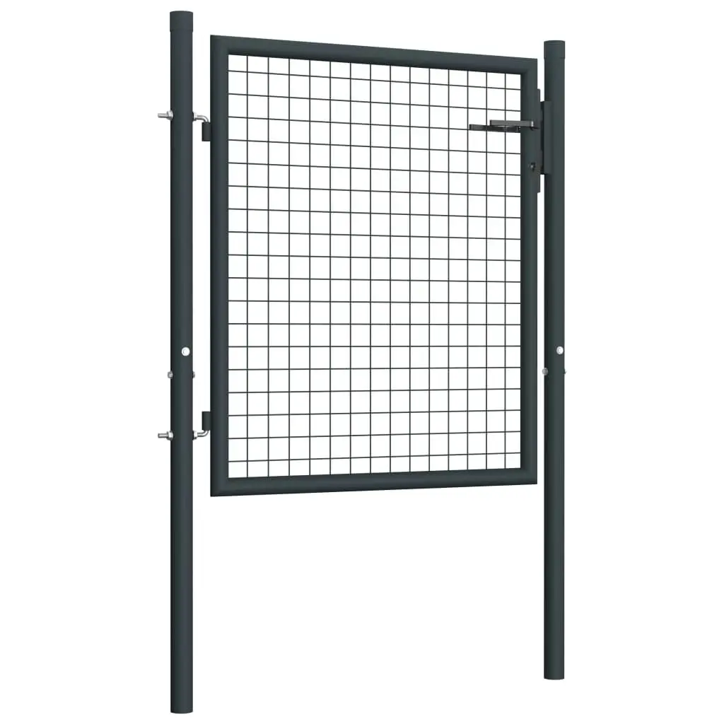 Mesh Garden Gate Galvanised Steel 100x125 cm Grey 145771