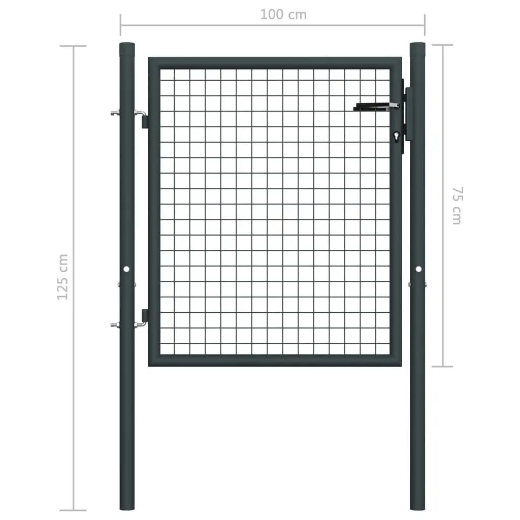 Mesh Garden Gate Galvanised Steel 100x125 cm Grey 145771