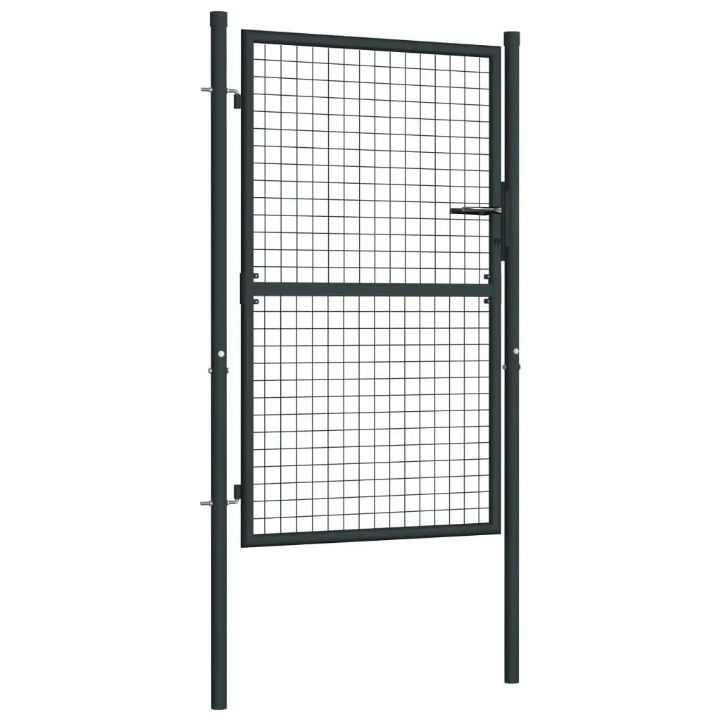 Mesh Garden Gate Galvanised Steel 100x175 cm Grey 145772