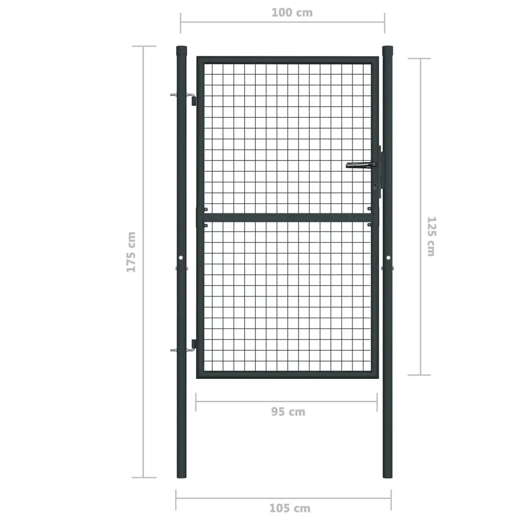 Mesh Garden Gate Galvanised Steel 100x175 cm Grey 145772