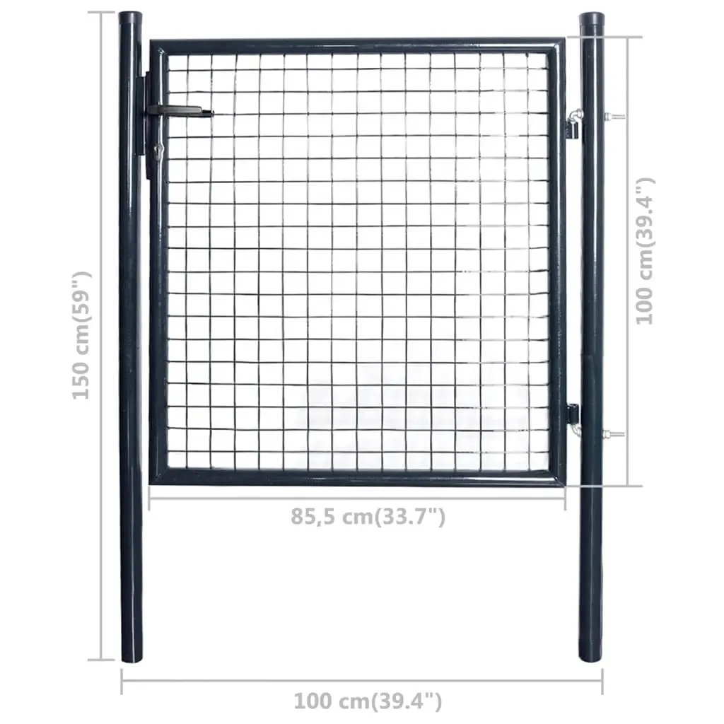 Mesh Garden Gate Galvanised Steel 85.5x100 cm Grey 143369