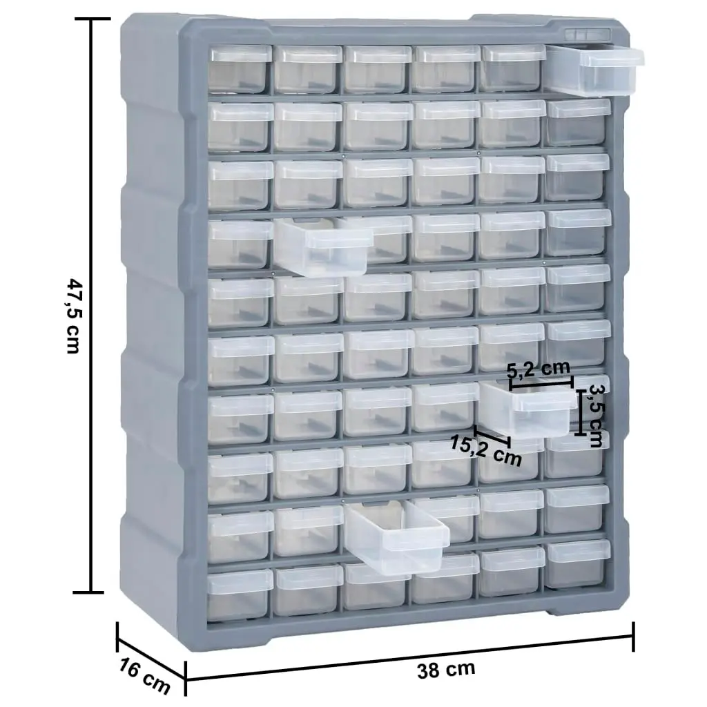 Multi-drawer Organiser with 60 Drawers 38x16x47.5 cm 147588