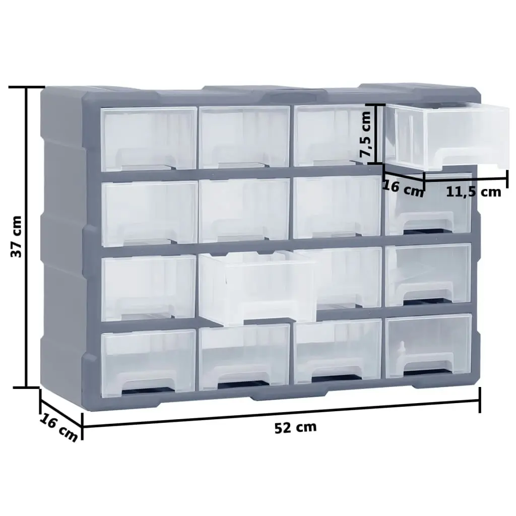 Multi-drawer Organiser with 16 Middle Drawers 52x16x37 cm 149602