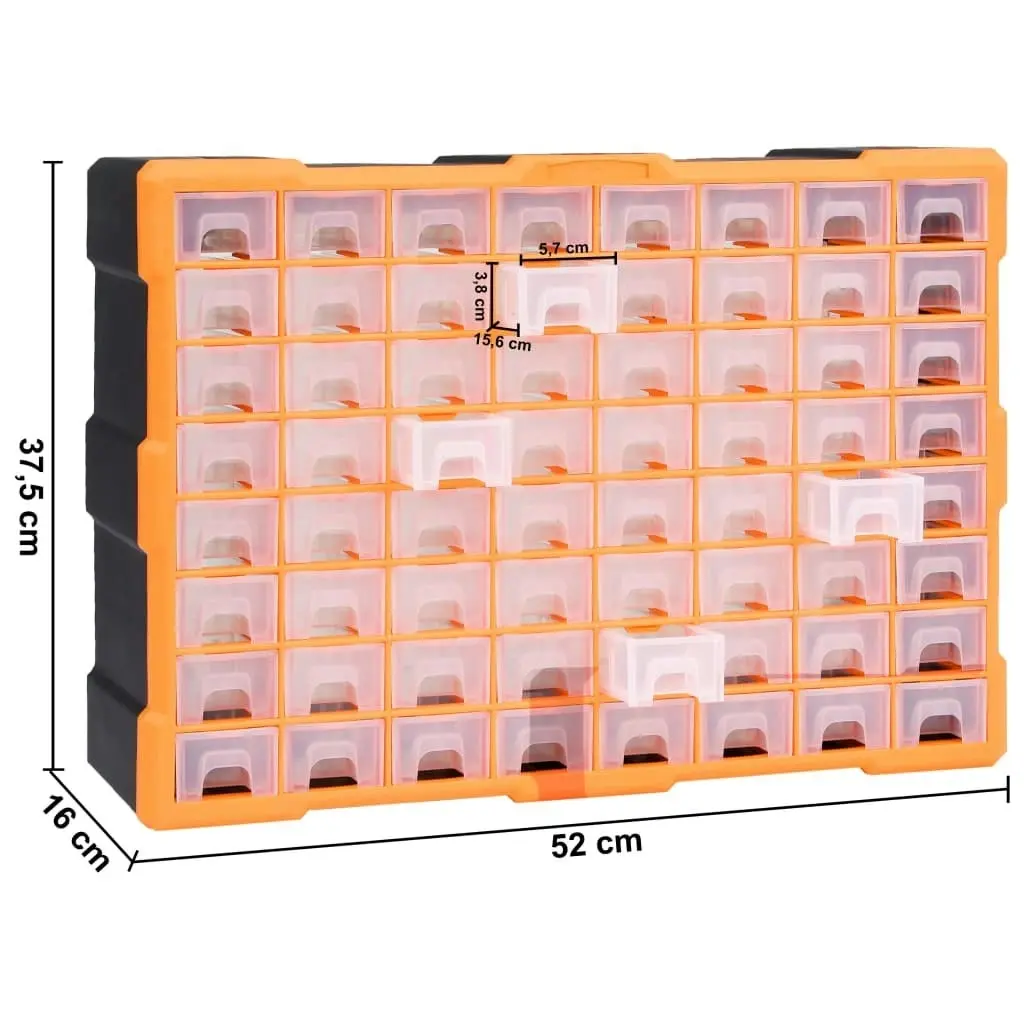 Multi-drawer Organiser with 64 Drawers 52x16x37.5 cm 147579