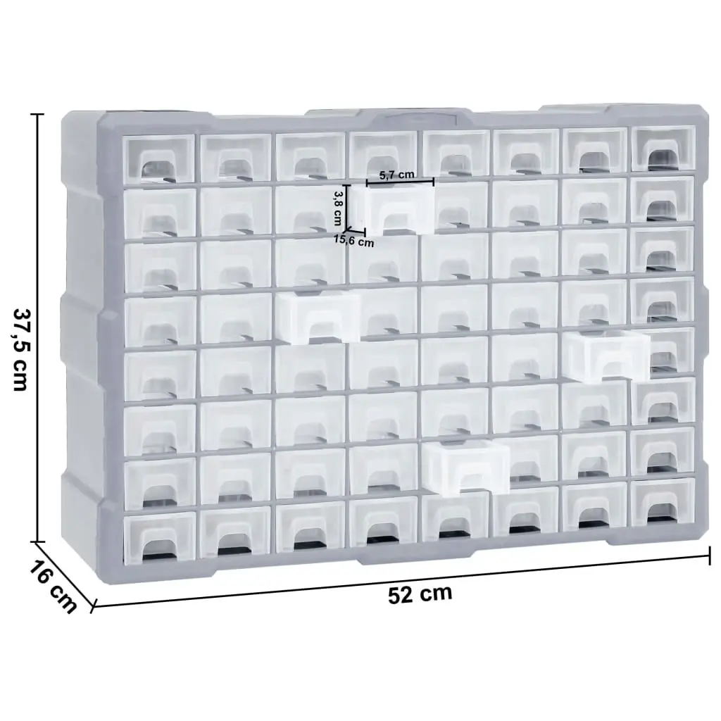 Multi-drawer Organiser with 64 Drawers 52x16x37.5 cm 147580