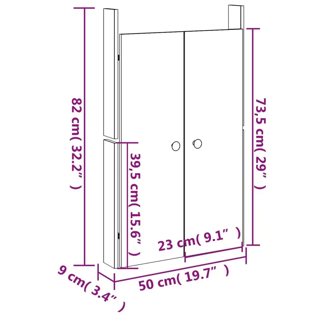 Outdoor Kitchen Doors 2 pcs Black 50x9x82 cm Solid Wood Pine 832362