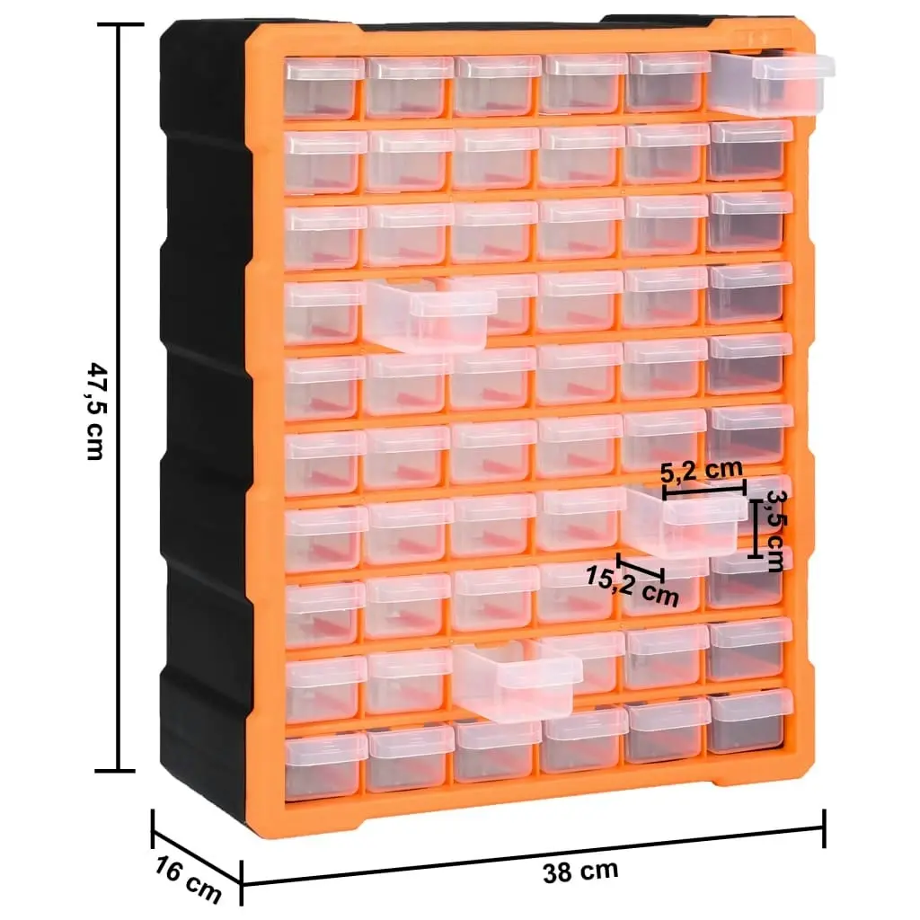 Multi-drawer Organiser with 60 Drawers 38x16x47.5 cm 147587