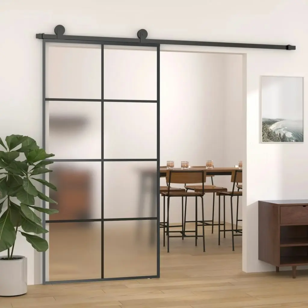 Sliding Door Aluminium and ESG Glass 102.5x205 cm Black 288066