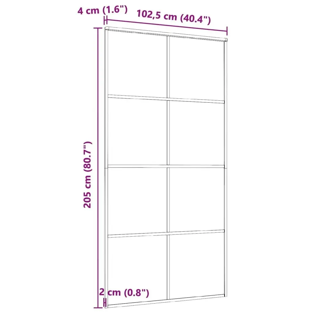 Sliding Door Aluminium and ESG Glass 102.5x205 cm Black 288066