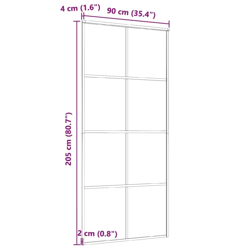 Sliding Door Aluminium and ESG Glass 90x205 cm Black 288065