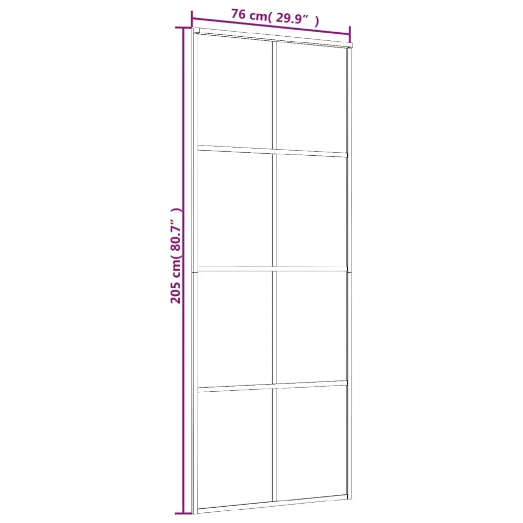 Sliding Door Black 76x205 cm ESG Glass and Aluminium 151666