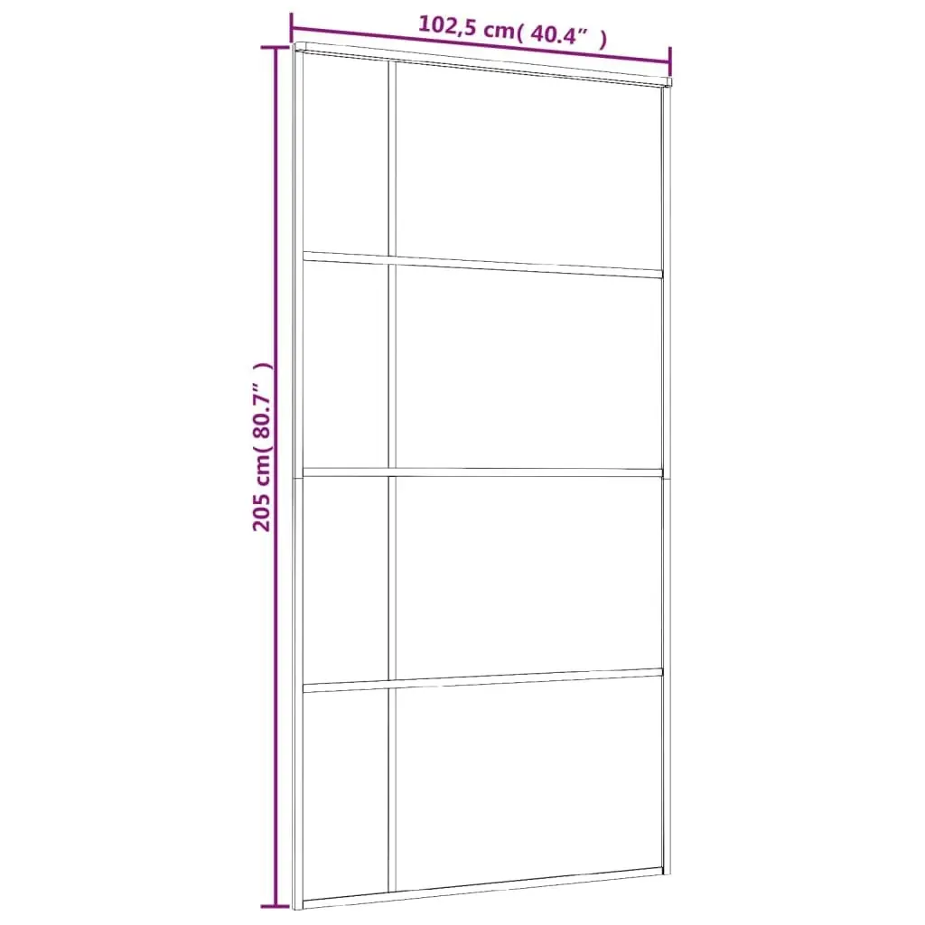 Sliding Door Frosted ESG Glass and Aluminium 102.5x205 cm Black 151687