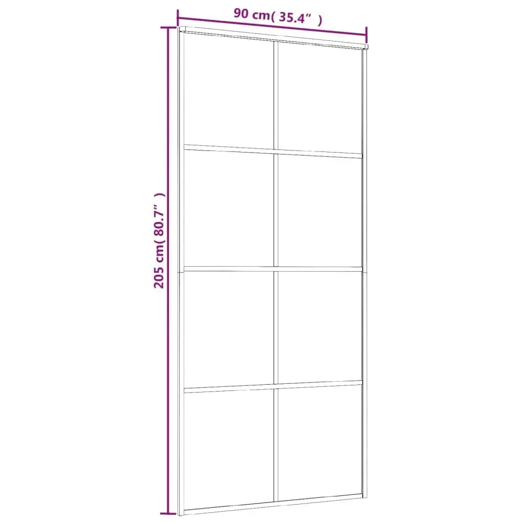 Sliding Door Black 90x205 cm ESG Glass and Aluminium 151670