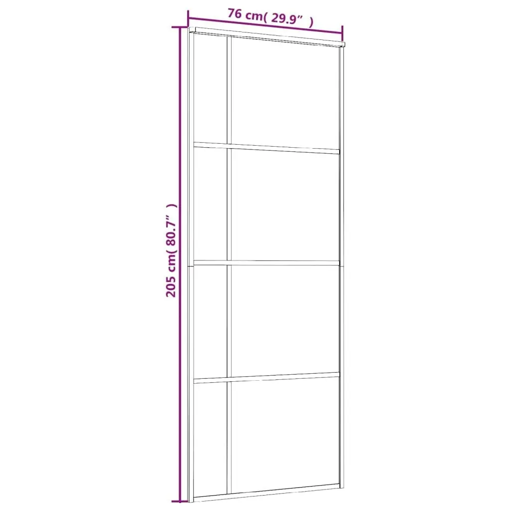 Sliding Door Frosted ESG Glass and Aluminium 76x205 cm Black 151679