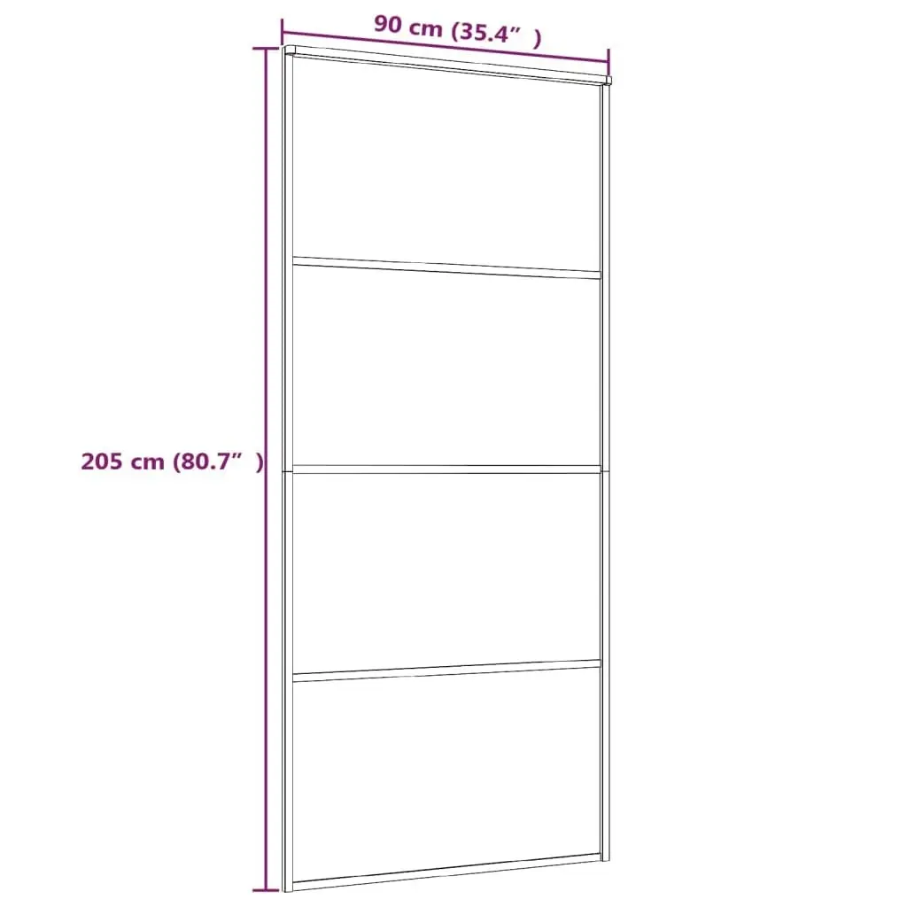 Sliding Door Frosted ESG Glass and Aluminium 90x205 cm Black 151659