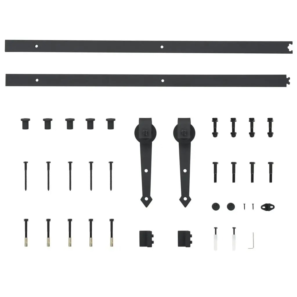 Sliding Door Hardware Kit 183 cm Steel Black 142827