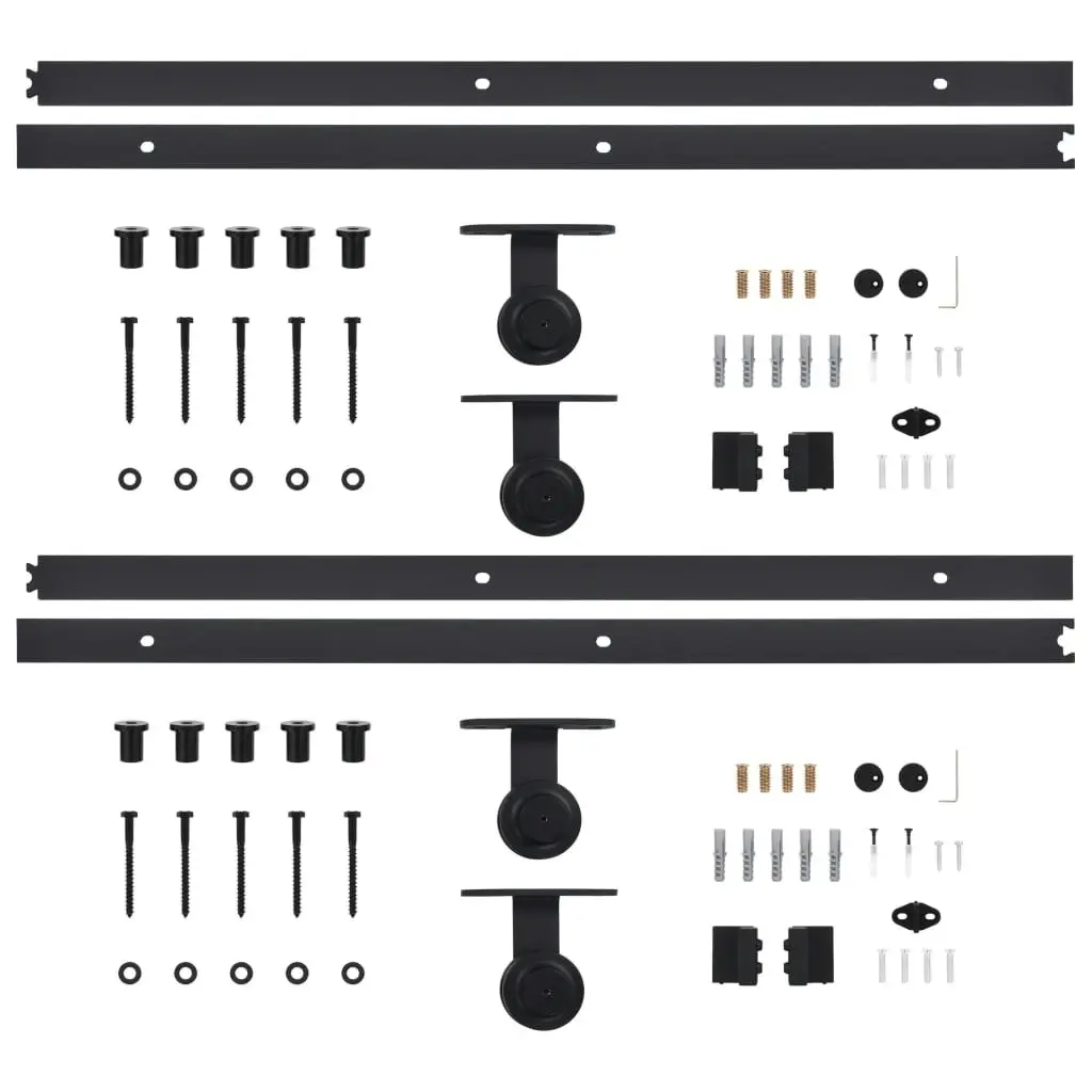 Sliding Door Hardware Kits 2 pcs 183 cm Steel Black 3059842