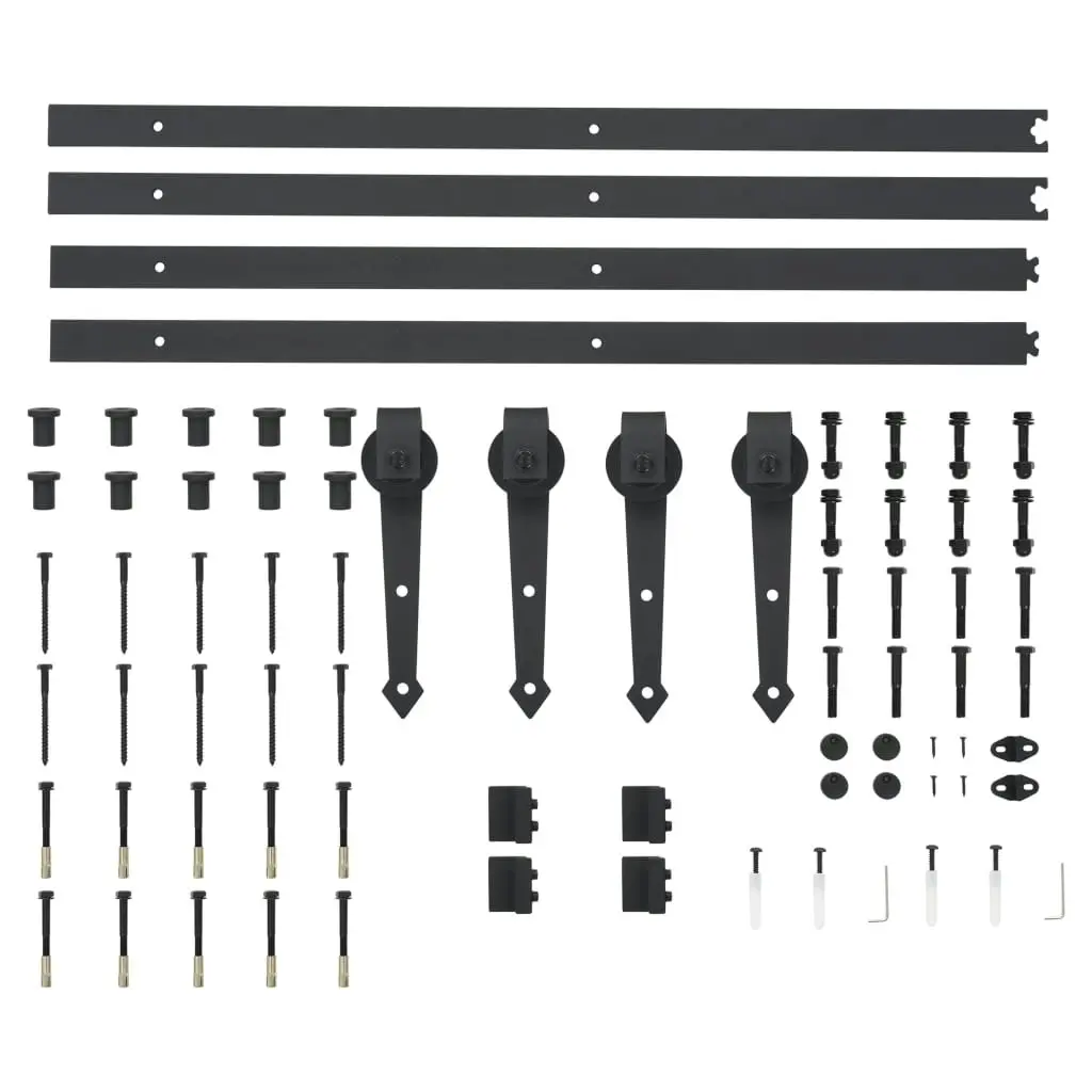 Sliding Door Hardware Kit 2x183 cm Steel Black 275606