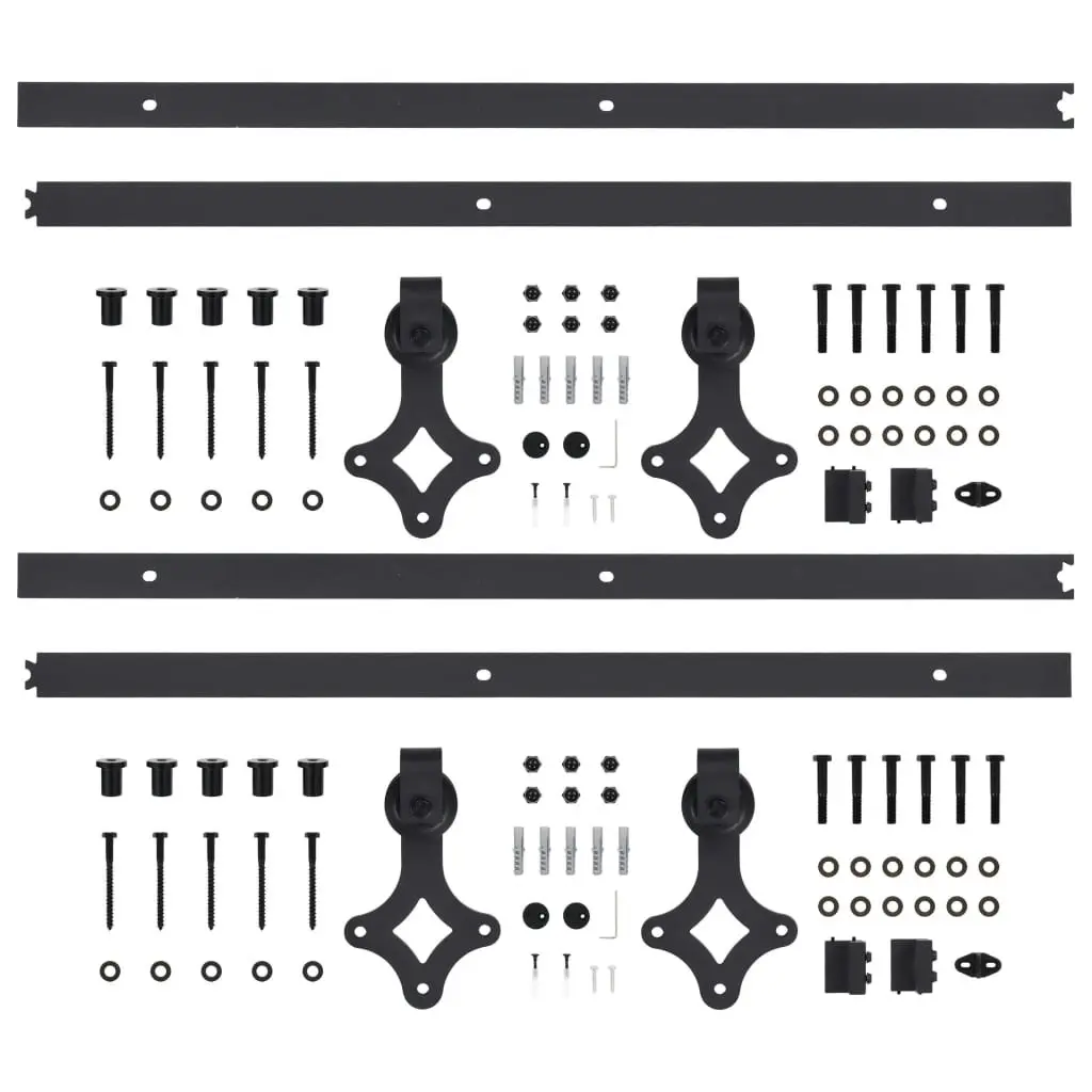 Sliding Door Hardware Kits 2 pcs 183 cm Steel Black 3059840