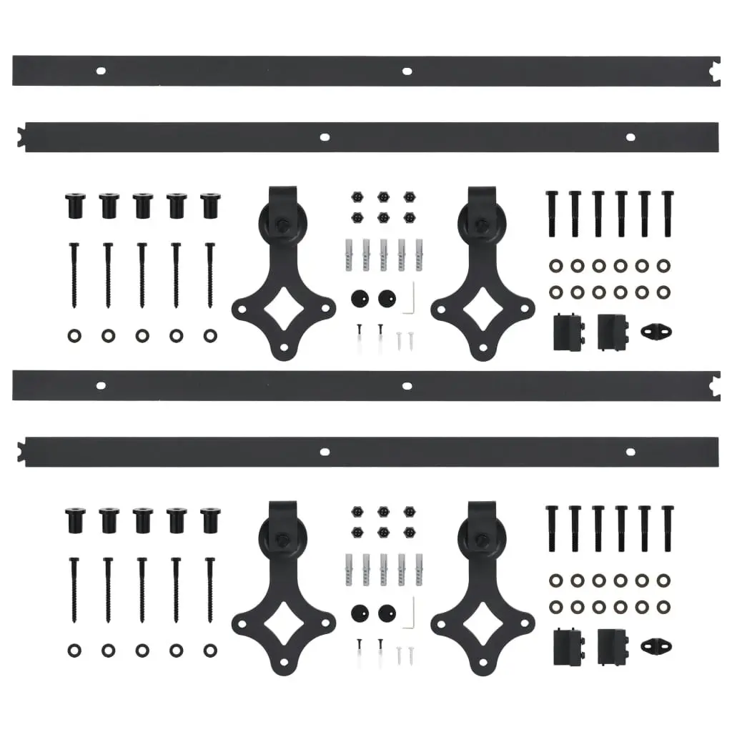 Sliding Door Hardware Kits 2 pcs 200 cm Steel Black 3059841