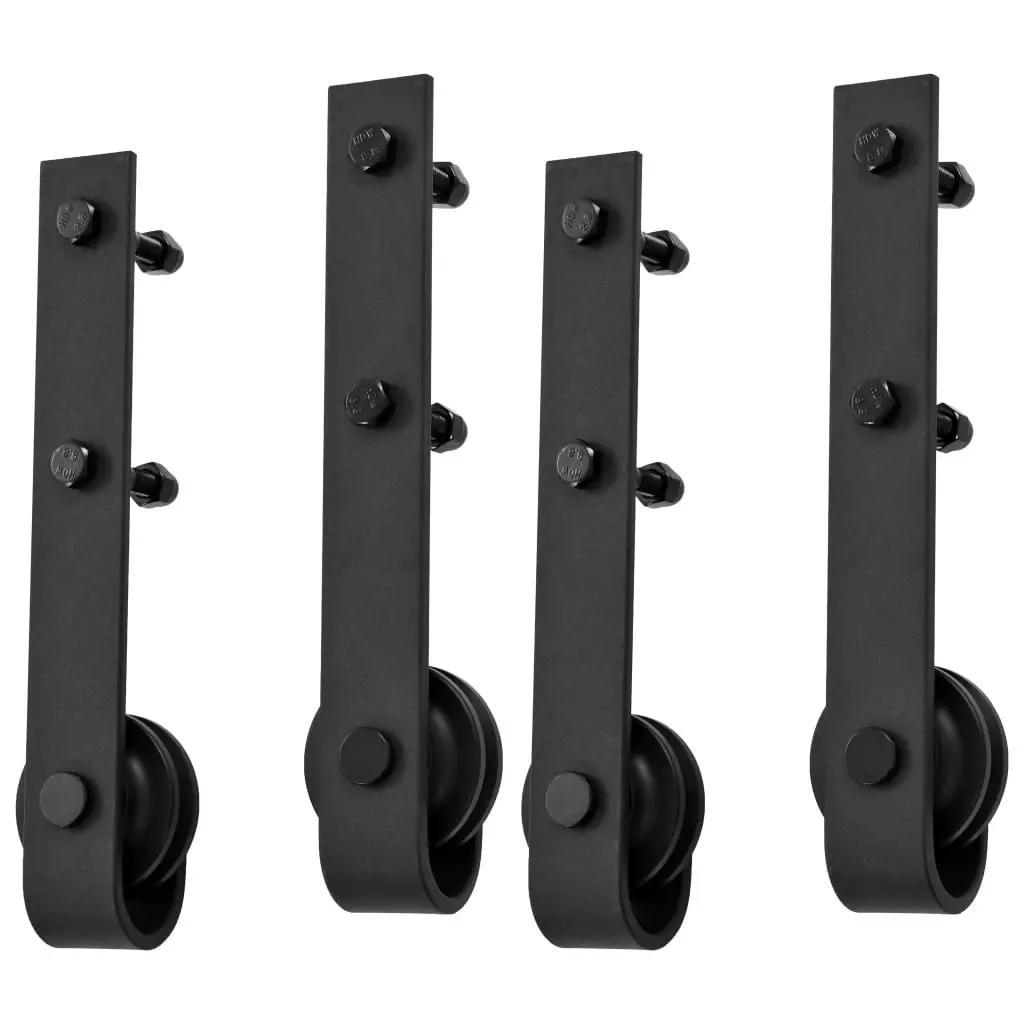 Sliding Door Hardware Kits 2 pcs 200 cm Steel Black 3059845