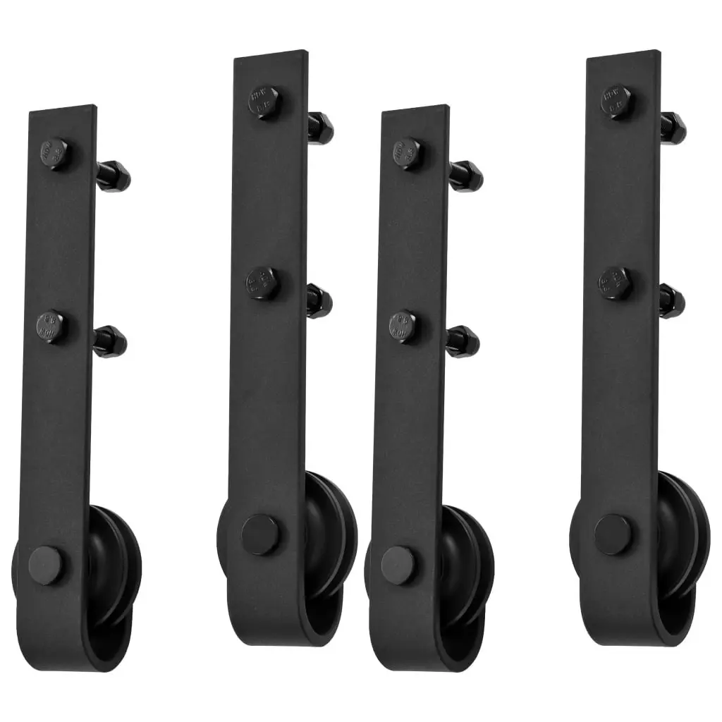 Sliding Door Hardware Kits 2 pcs 183 cm Steel Black 3059844