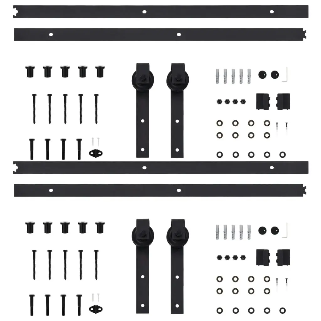 Sliding Door Hardware Kits 2 pcs 183 cm Steel Black 3059844