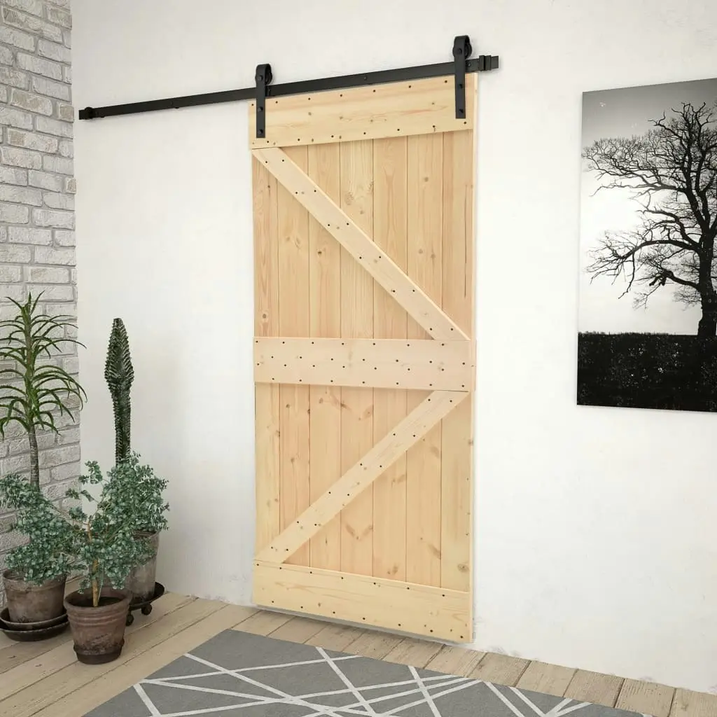 Sliding Door with Hardware Set 100x210 cm Solid Pine Wood 3057504