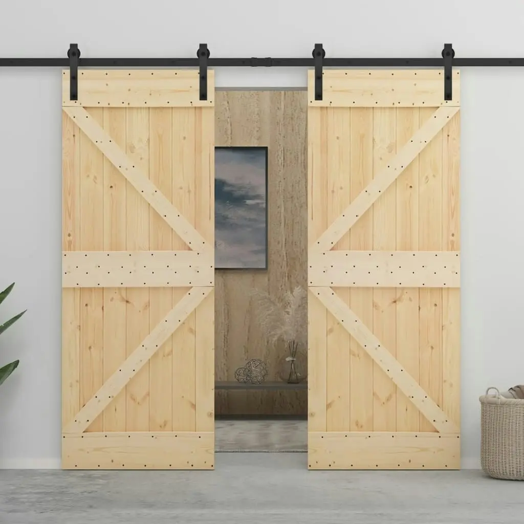 Sliding Door with Hardware Set 100x210 cm Solid Pine Wood 3057599