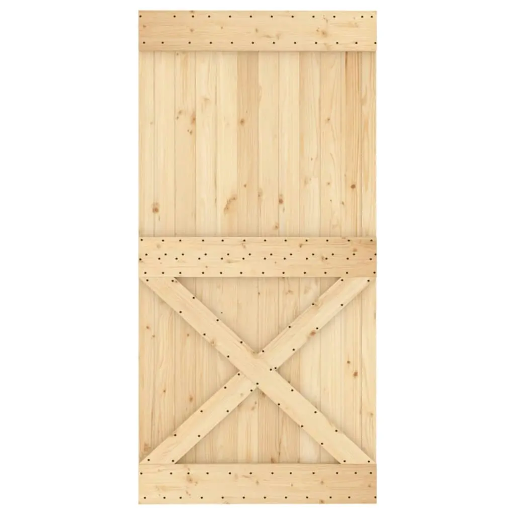 Sliding Door with Hardware Set 100x210 cm Solid Wood Pine 3203003