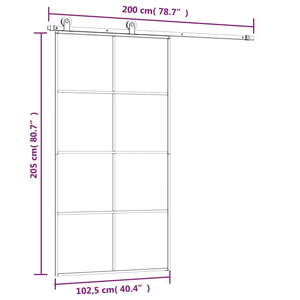 Sliding Door with Hardware Set 102.5x205 cm ESG Glass&Aluminium 3152144