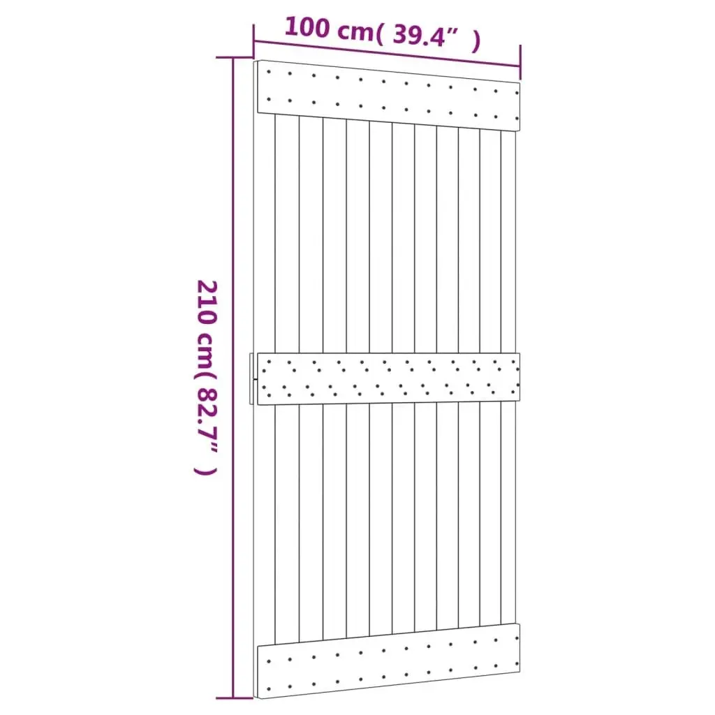 Sliding Door with Hardware Set 100x210 cm Solid Wood Pine 3203259