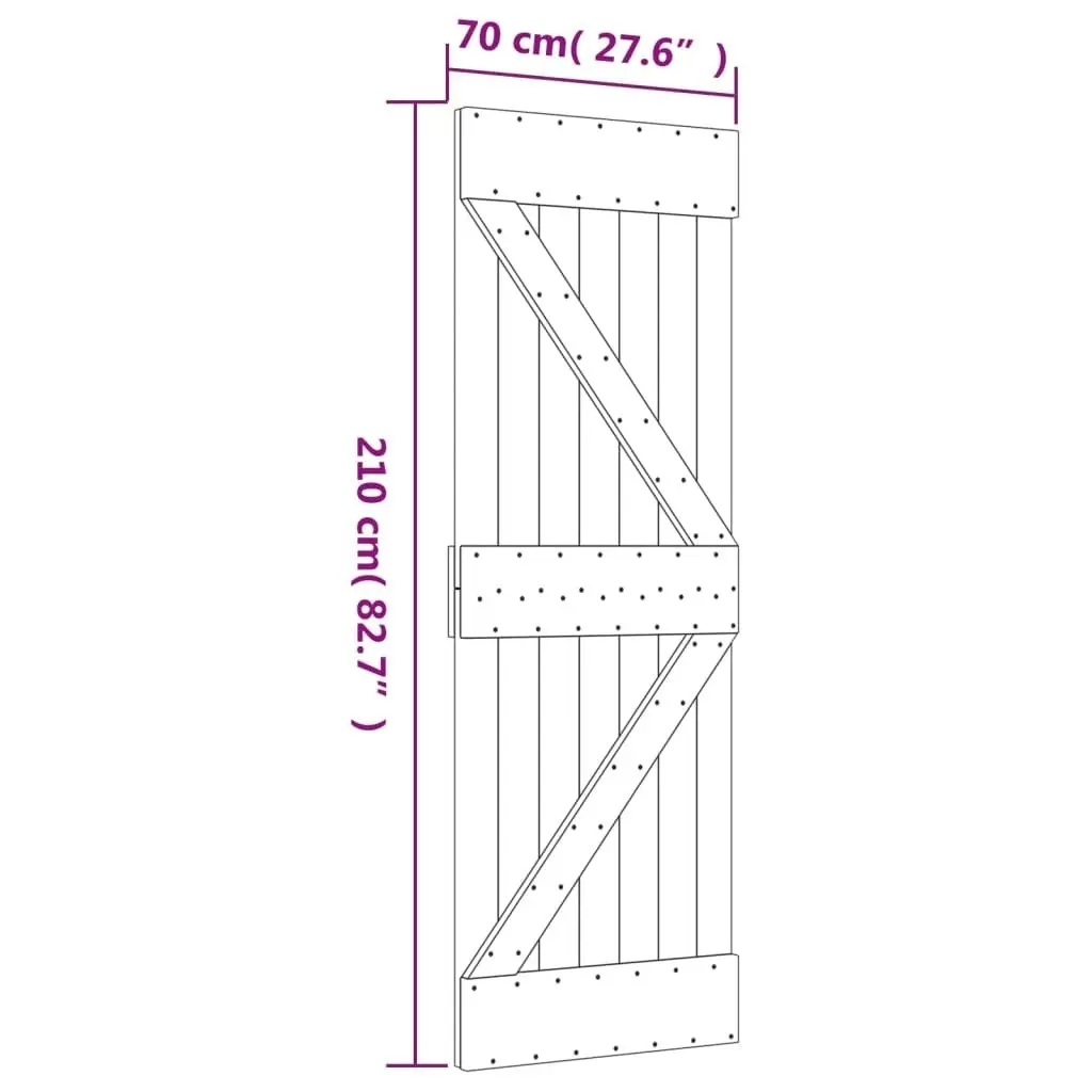 Sliding Door with Hardware Set 70x210 cm Solid Wood Pine 3202969