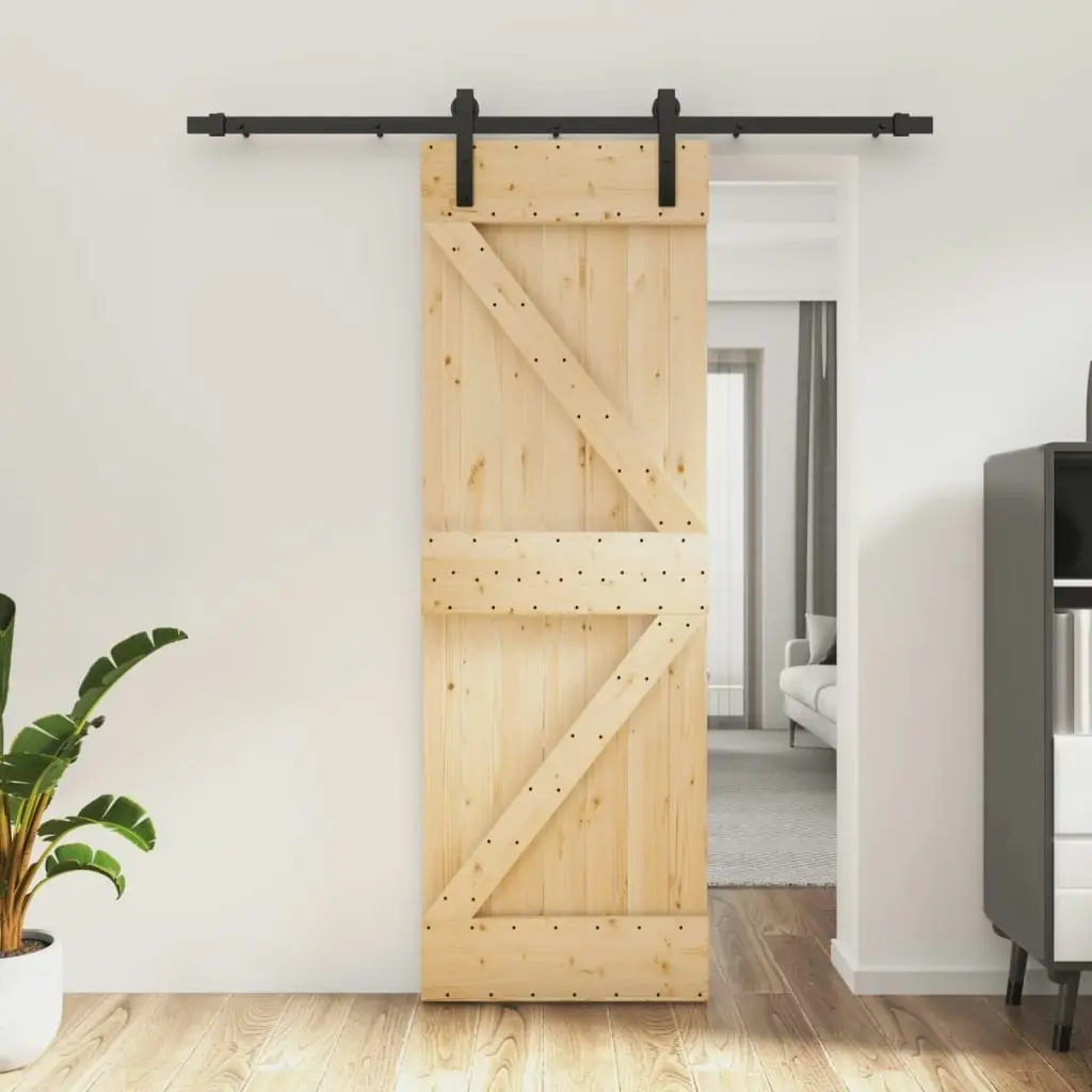 Sliding Door with Hardware Set 70x210 cm Solid Wood Pine 3202969