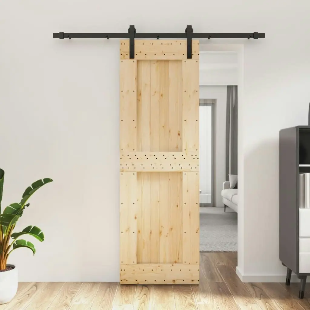 Sliding Door with Hardware Set 70x210 cm Solid Wood Pine 3202975